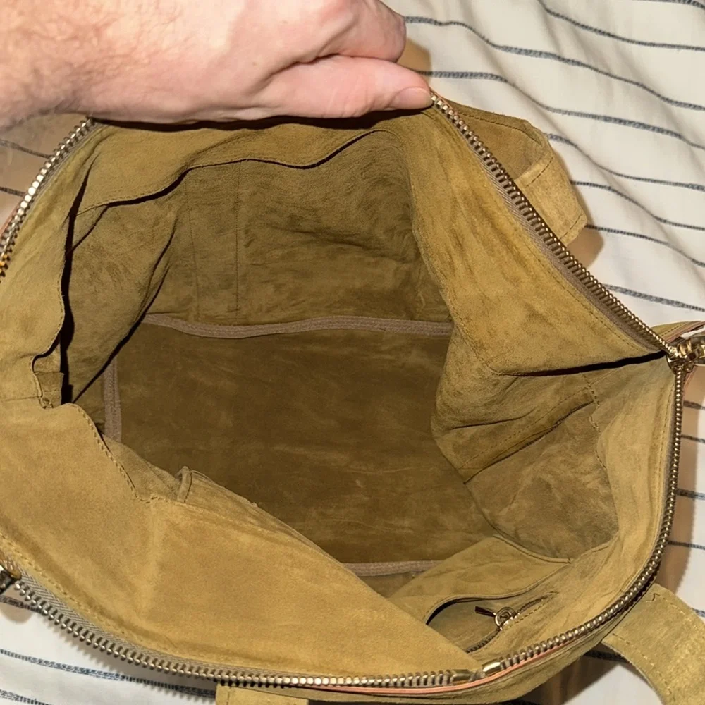 Vanessa Bruno Brown Suede Top Handle Zip-Up Purse - Picture 4 of 5